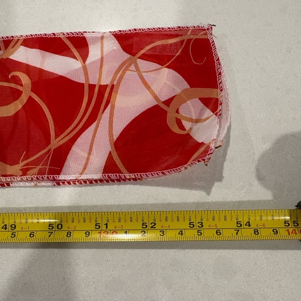 Skinny Red & White Swirl Dress Print Scarf | Neck Tie Hair Accessory - Picture 6 of 6